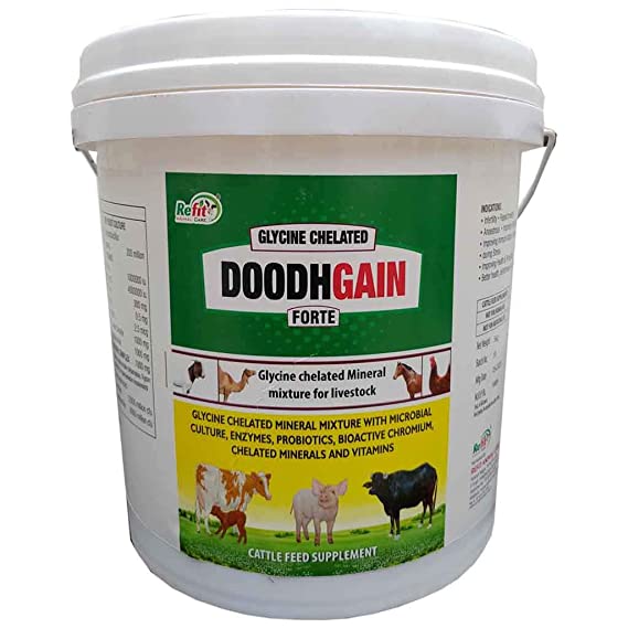 REFIT ANIMAL CARE - Glycine Chelated Mineral Mixture for Cow, Cattle, Buffalo, Sheep, Goat, Pig and Poultry (Doodh-Gain 5 Kg. Powder)